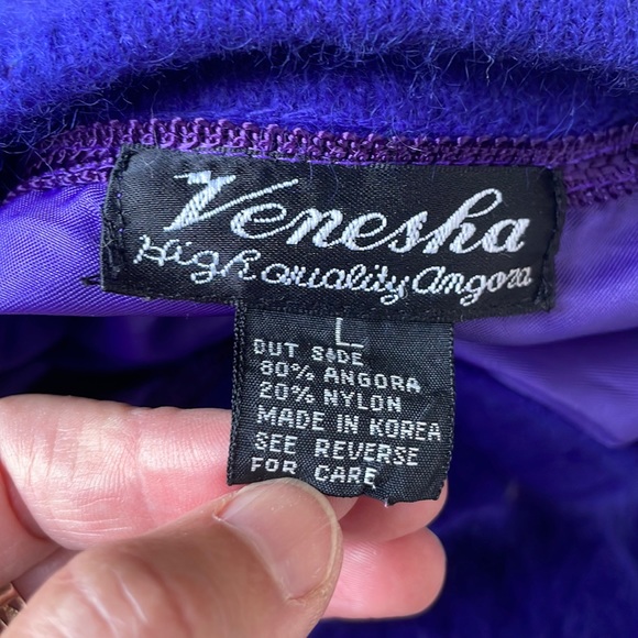 Vintage 90’s purple angora knitted cardigan with lining - Picture 8 of 8